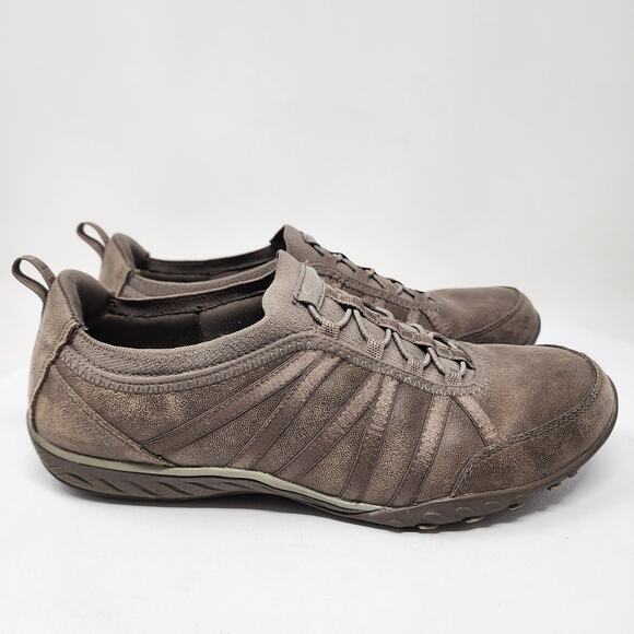 Skechers Breathe Easy Sneaker Women 9M Remember Me DKTP Brown Slip-on 100371 - Picture 2 of 10
